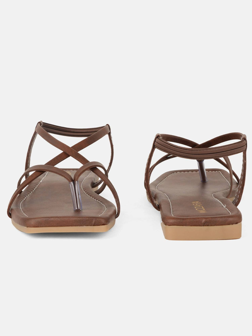 Women Brown Elastic Flats | F61 - view 5