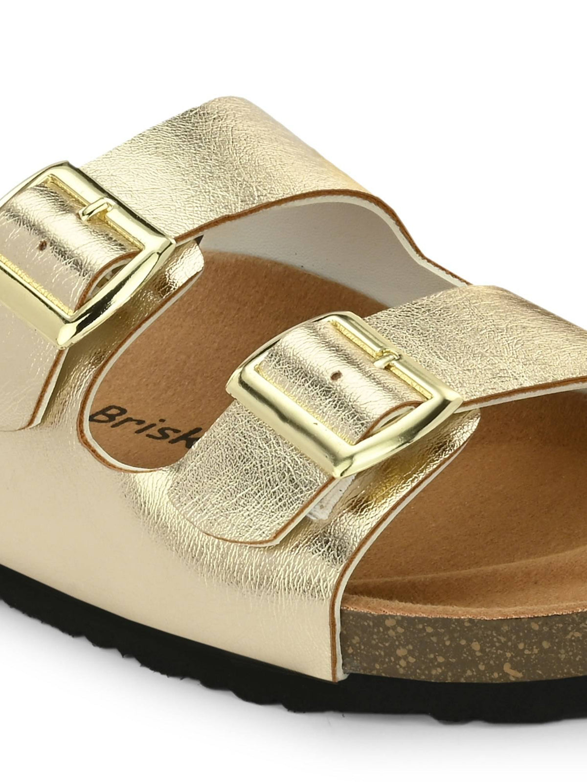 Women Gold Slip On Sandals | SD89 - view 2