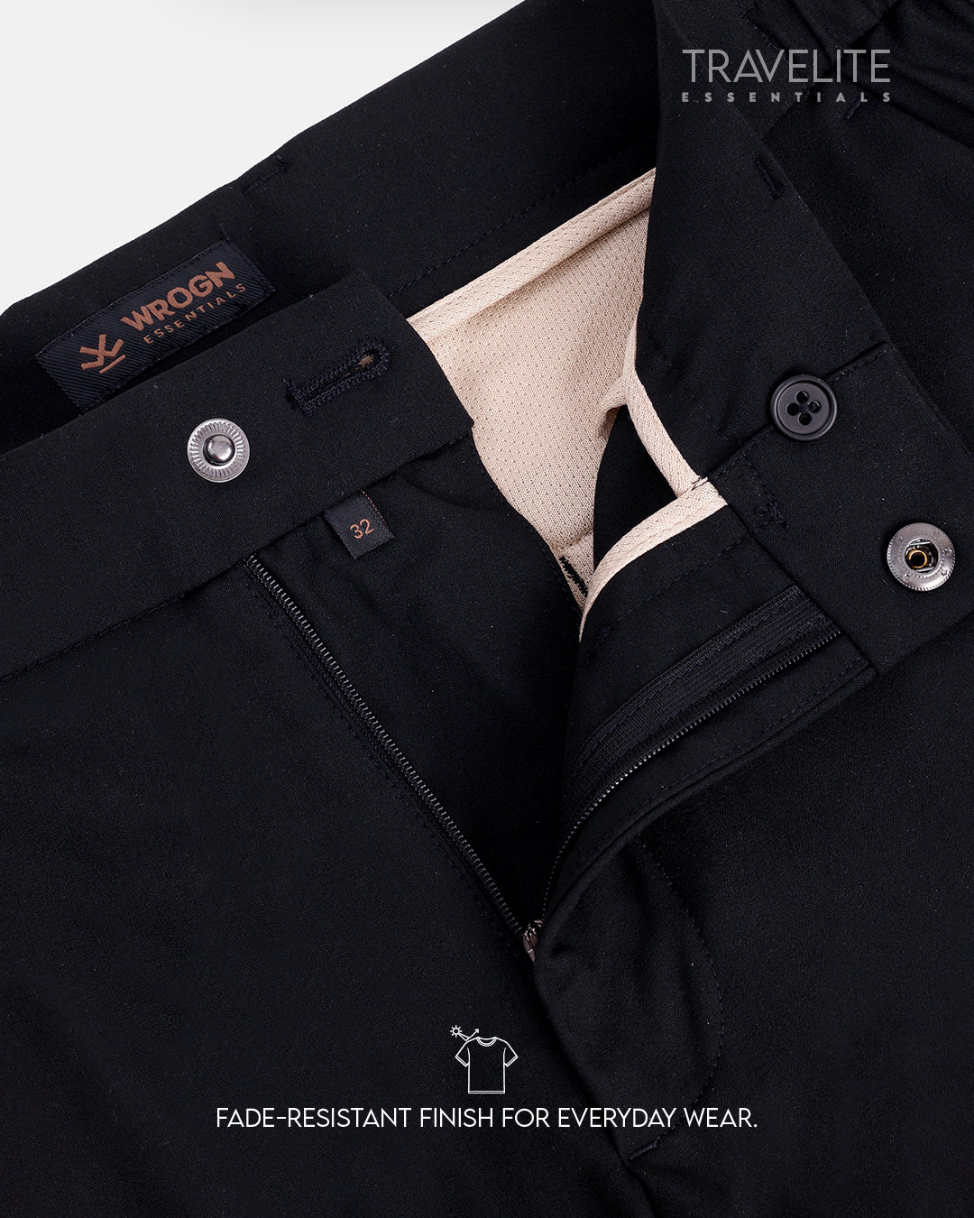Travelite Straight Fit Trousers | Essential | Black