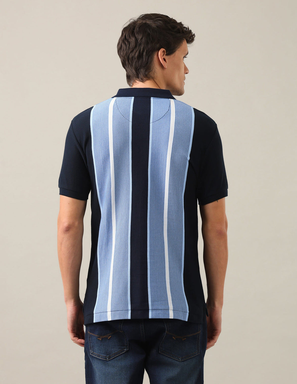 Colourblocked Vertical Striped Slim Fit Polo Shirt USP0