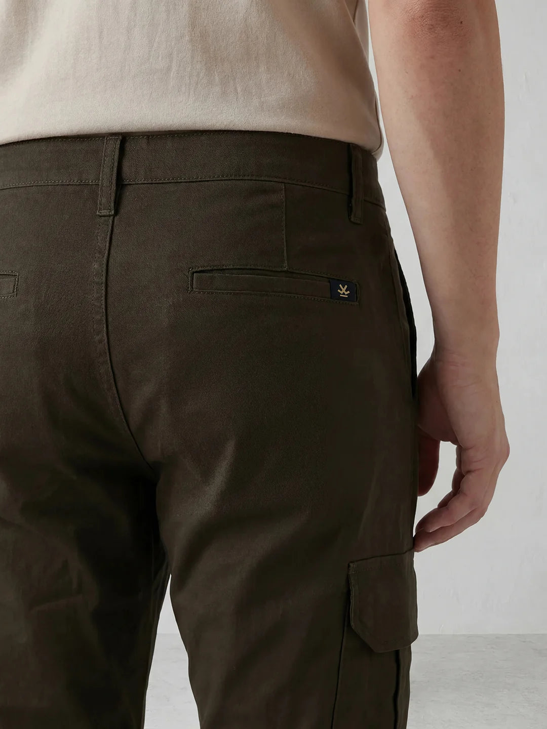 Straight Fit Solid Cargo Trouser | Olive