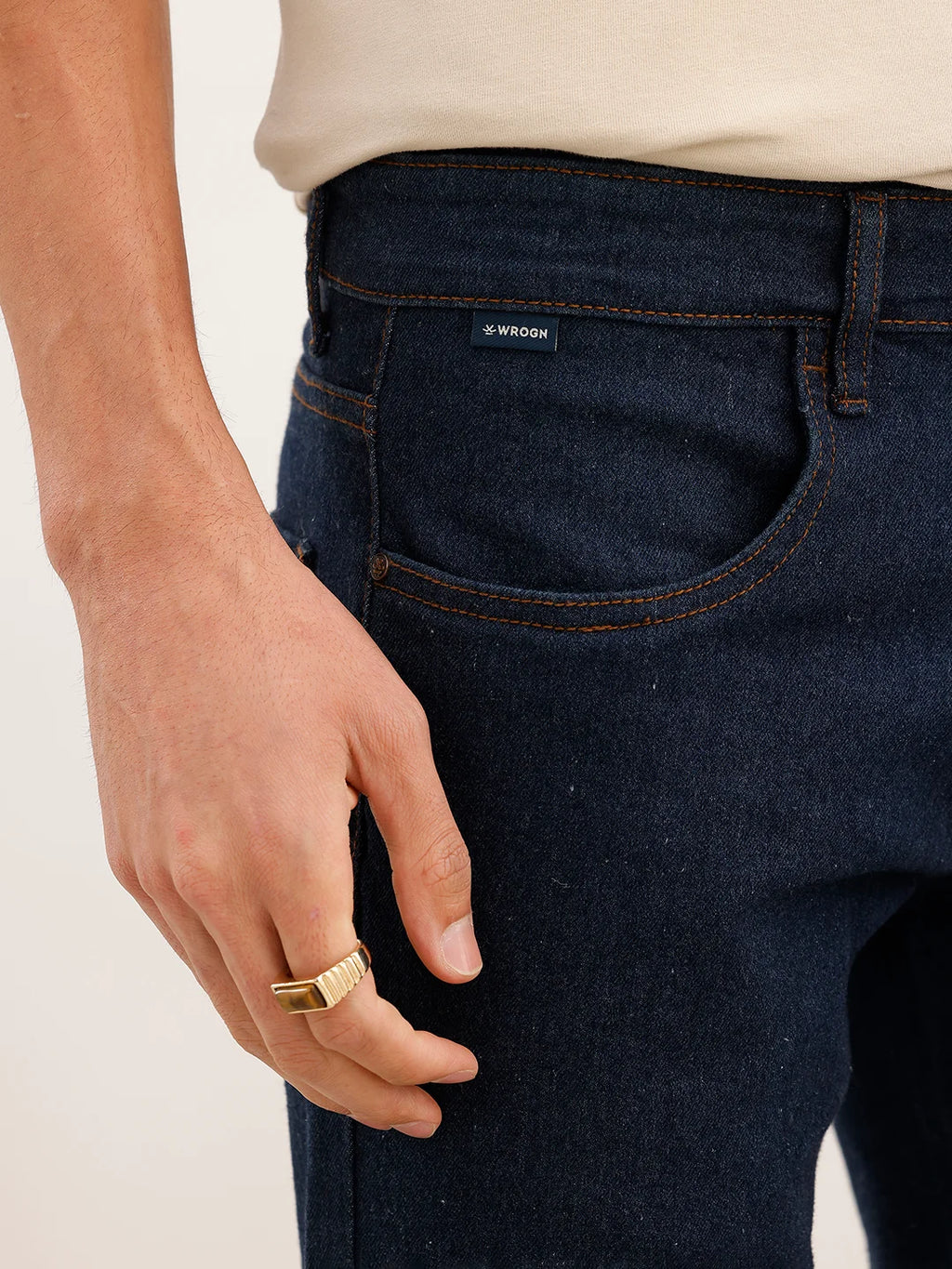 Solid Slim Fit Denim Jeans | Dark Blue