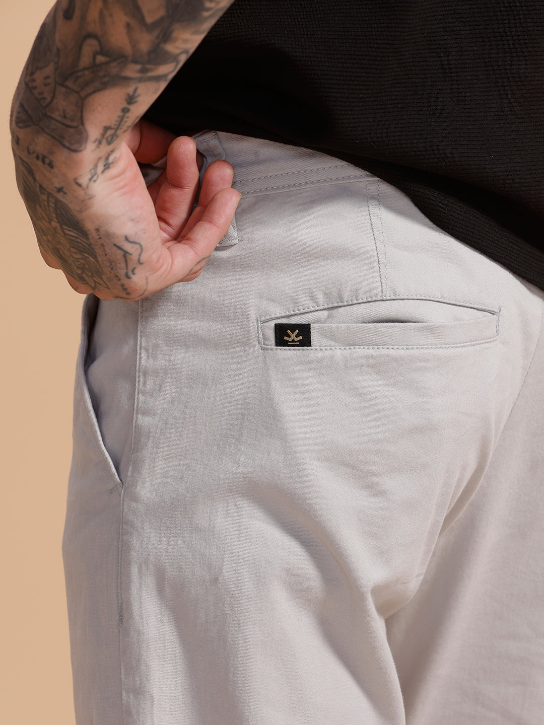 Cotton Blend Chino Trouser | Light Grey