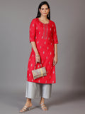 Gerua Pink Woven Design Rayon Straight Kurta