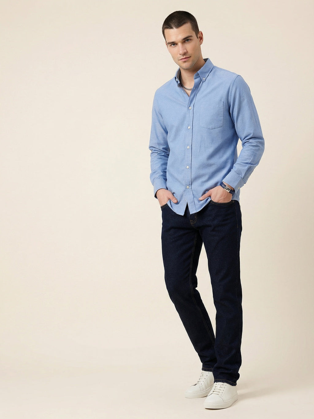 Solid Straight Fit Denim Jeans | Dark Blue