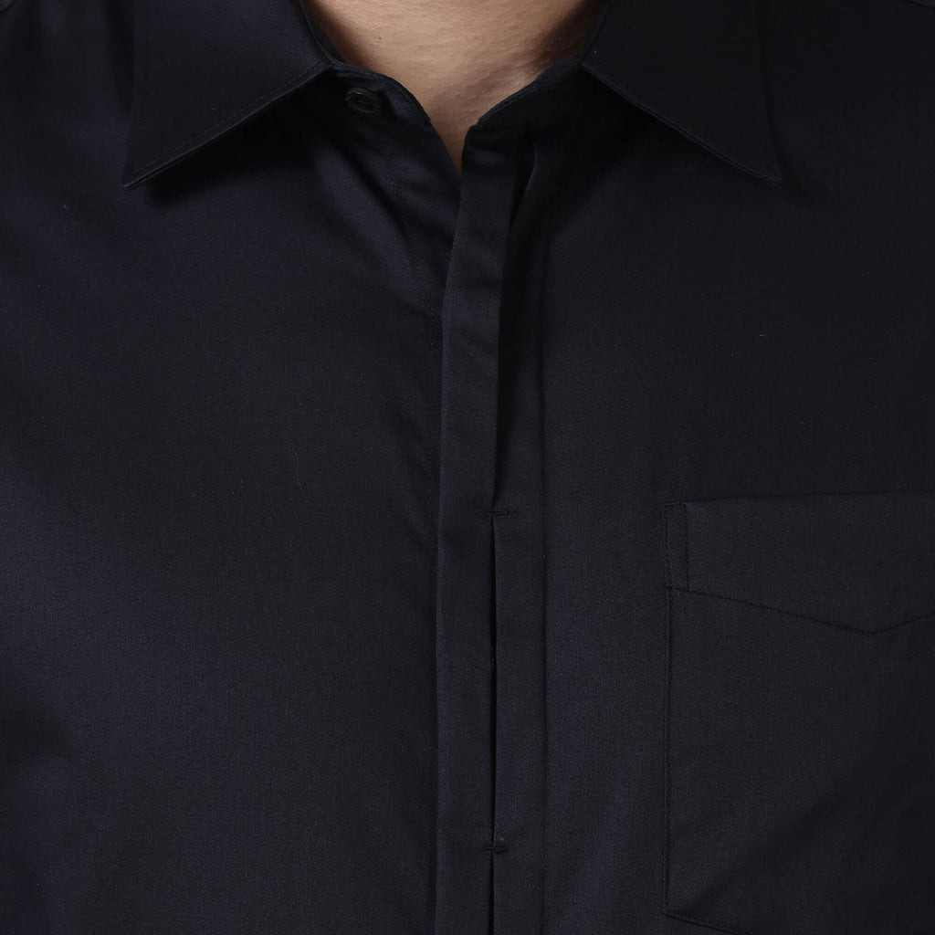 Alfred Black Shirt With Signature Concealed Placket