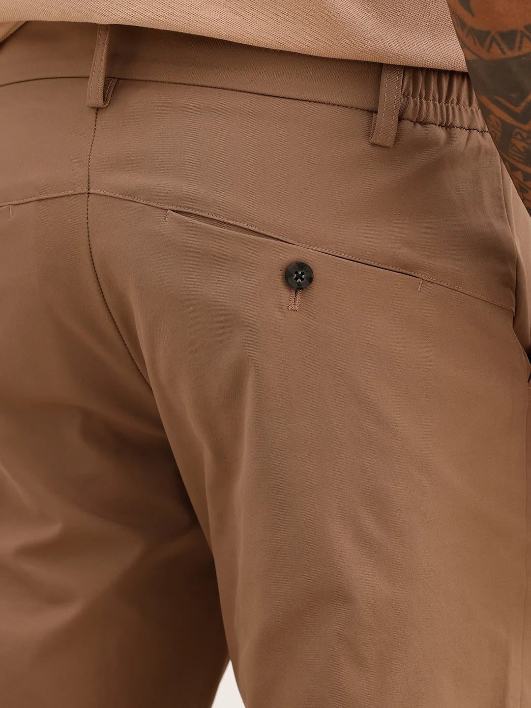 Solid Straight Fit Blended Trouser | Brown