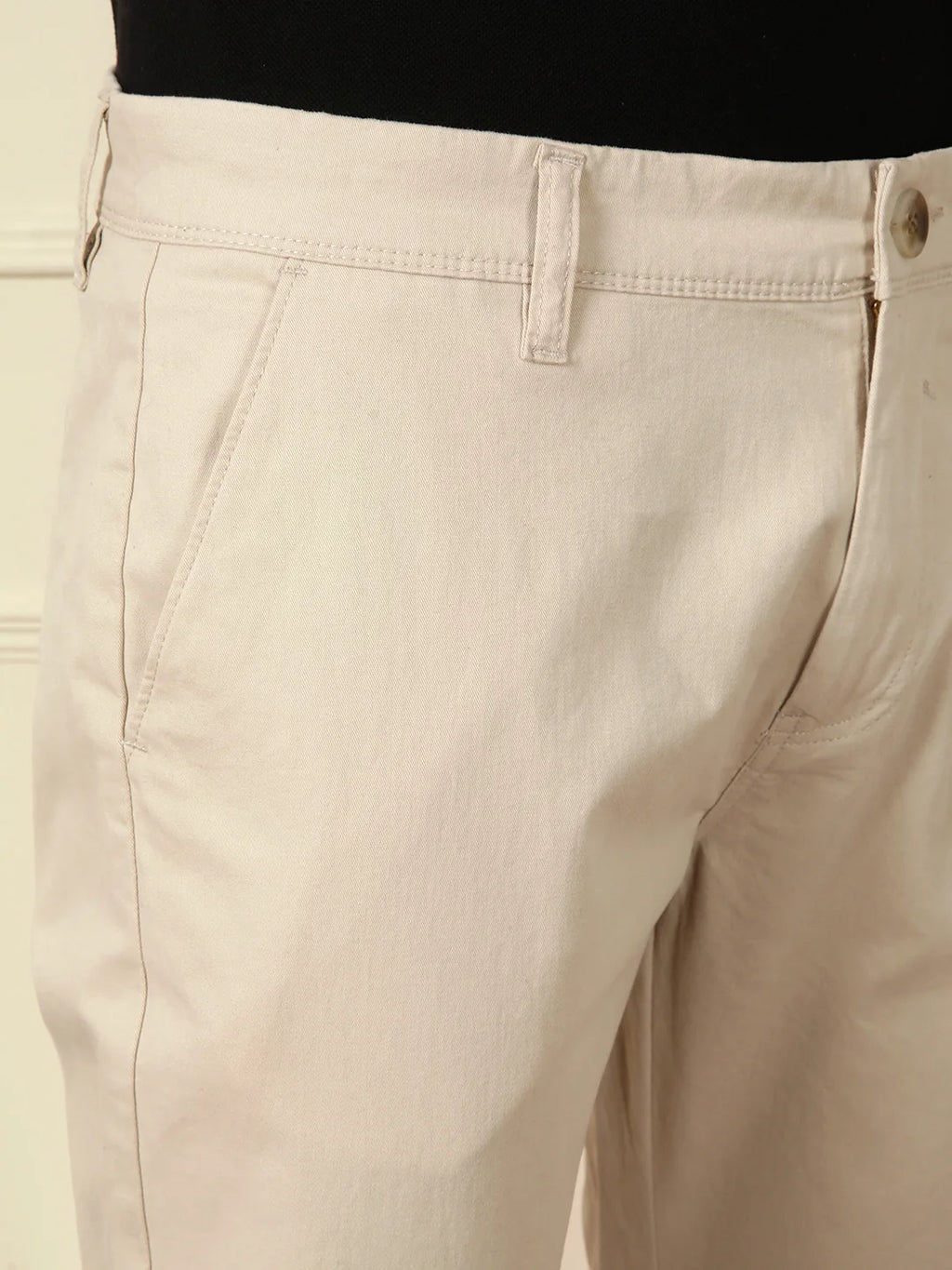 Peached Cotton Slim Fit Trouser | Beige