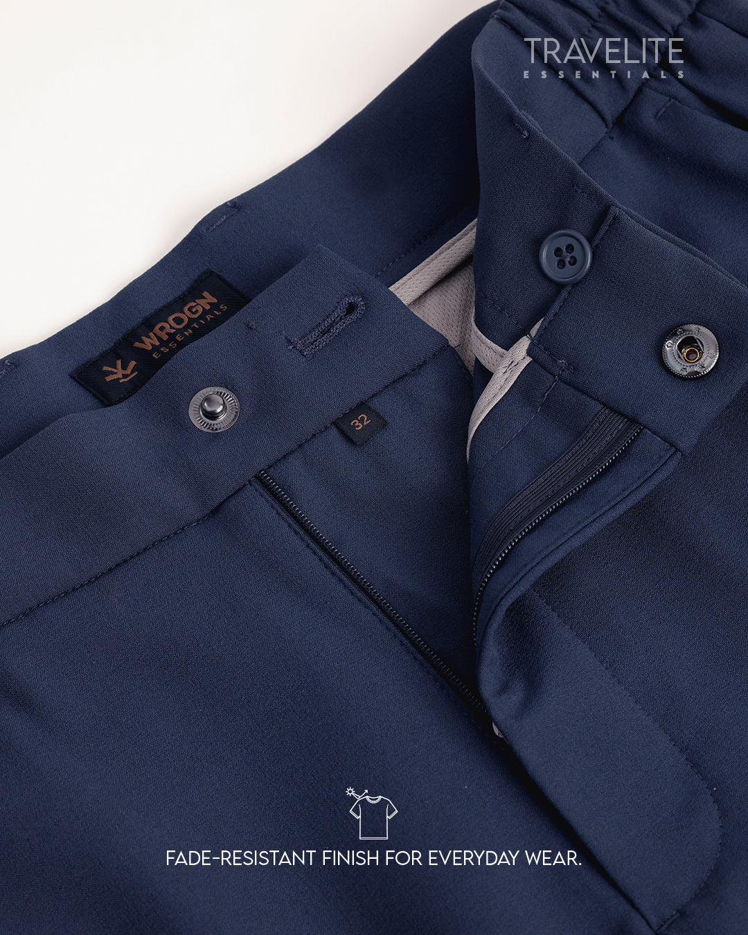 Travelite Straight Fit Trousers | Essential | Navy Blue