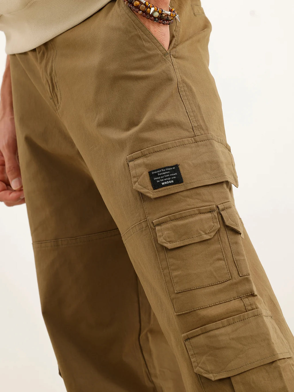 Solid Loose Fit Cargo Trouser | Olive