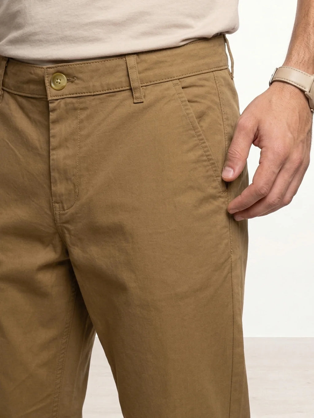 Solid Regular Fit Trouser | Beige