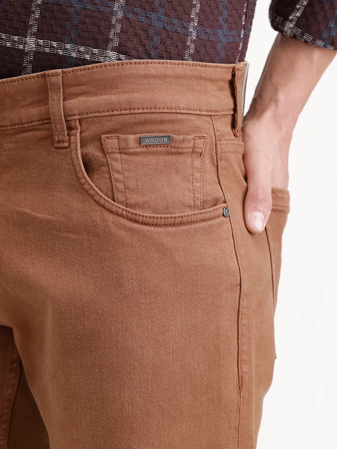 Solid Slim Fit Denim Jeans | Brown