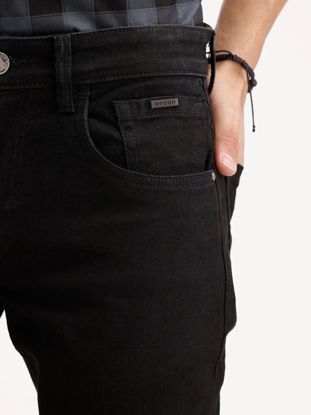 Solid Slim Fit Denim Jeans | Black