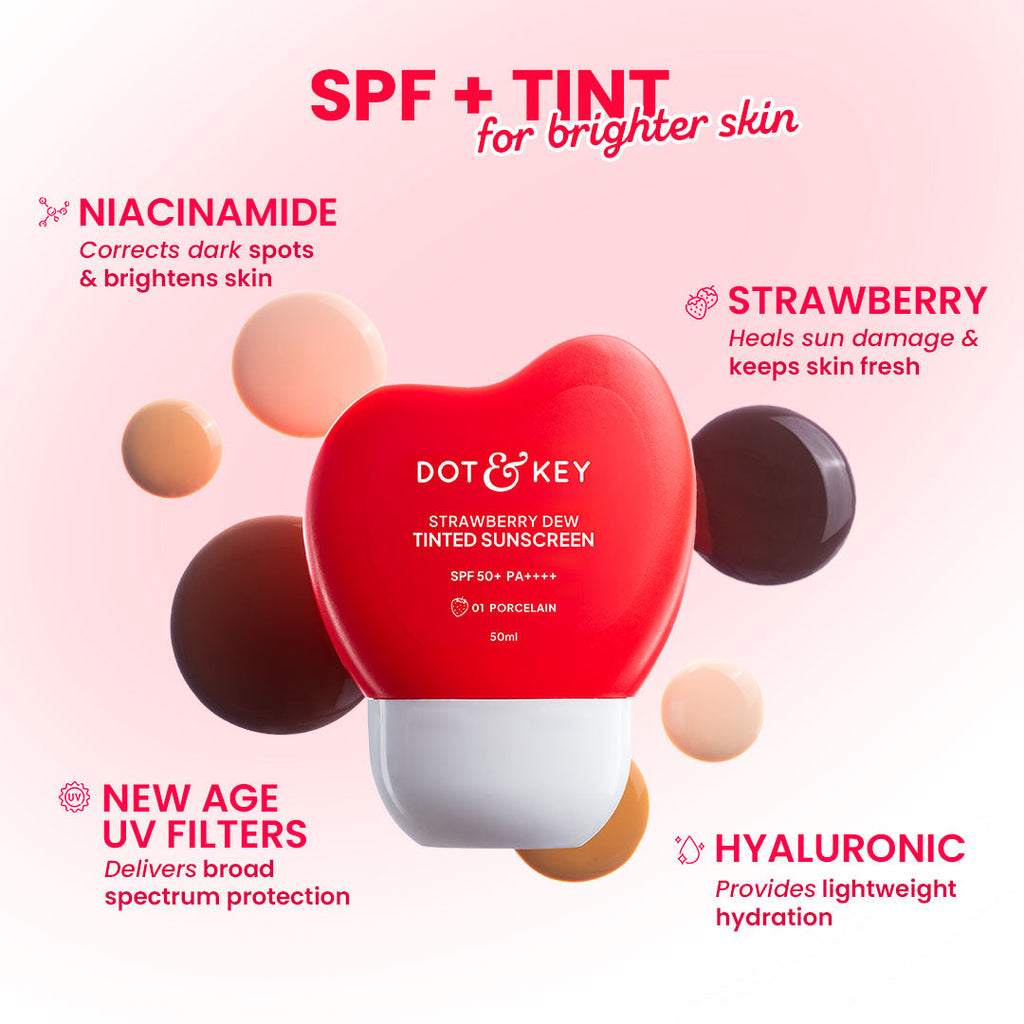 Strawberry Dew Tinted Sunscreen SPF 50+ PA++++ With New-Age UV Filters