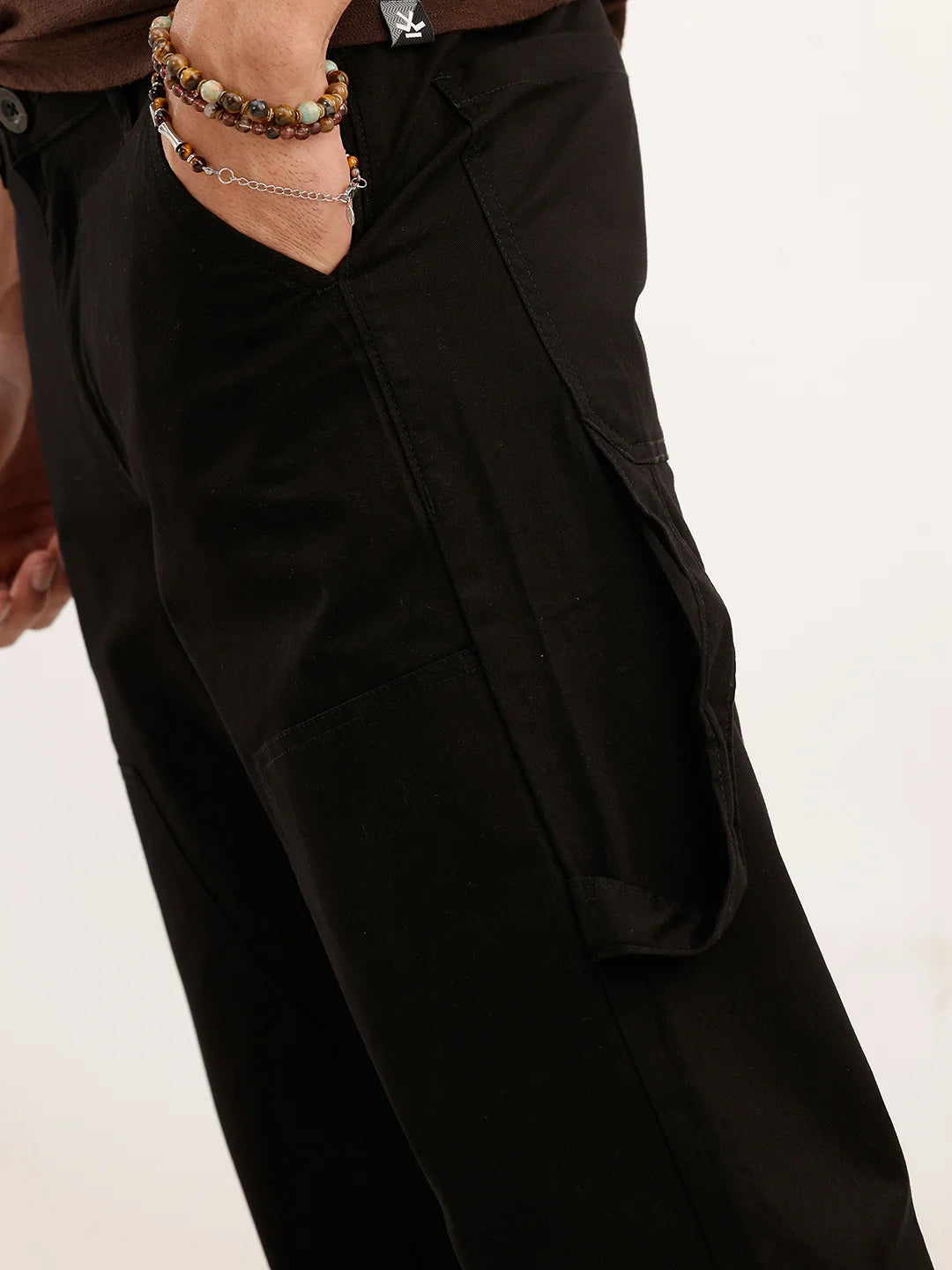 Solid Straight Fit Carpenter Trouser | Black