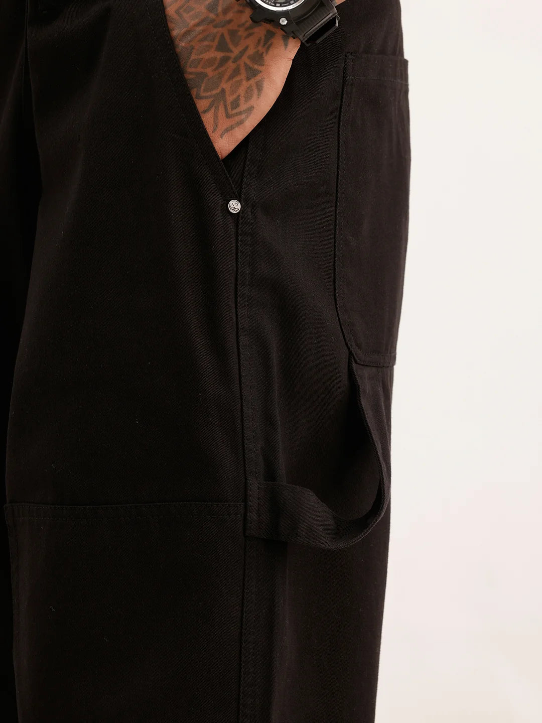 Carpenter Style Loose Fit Trouser | Black