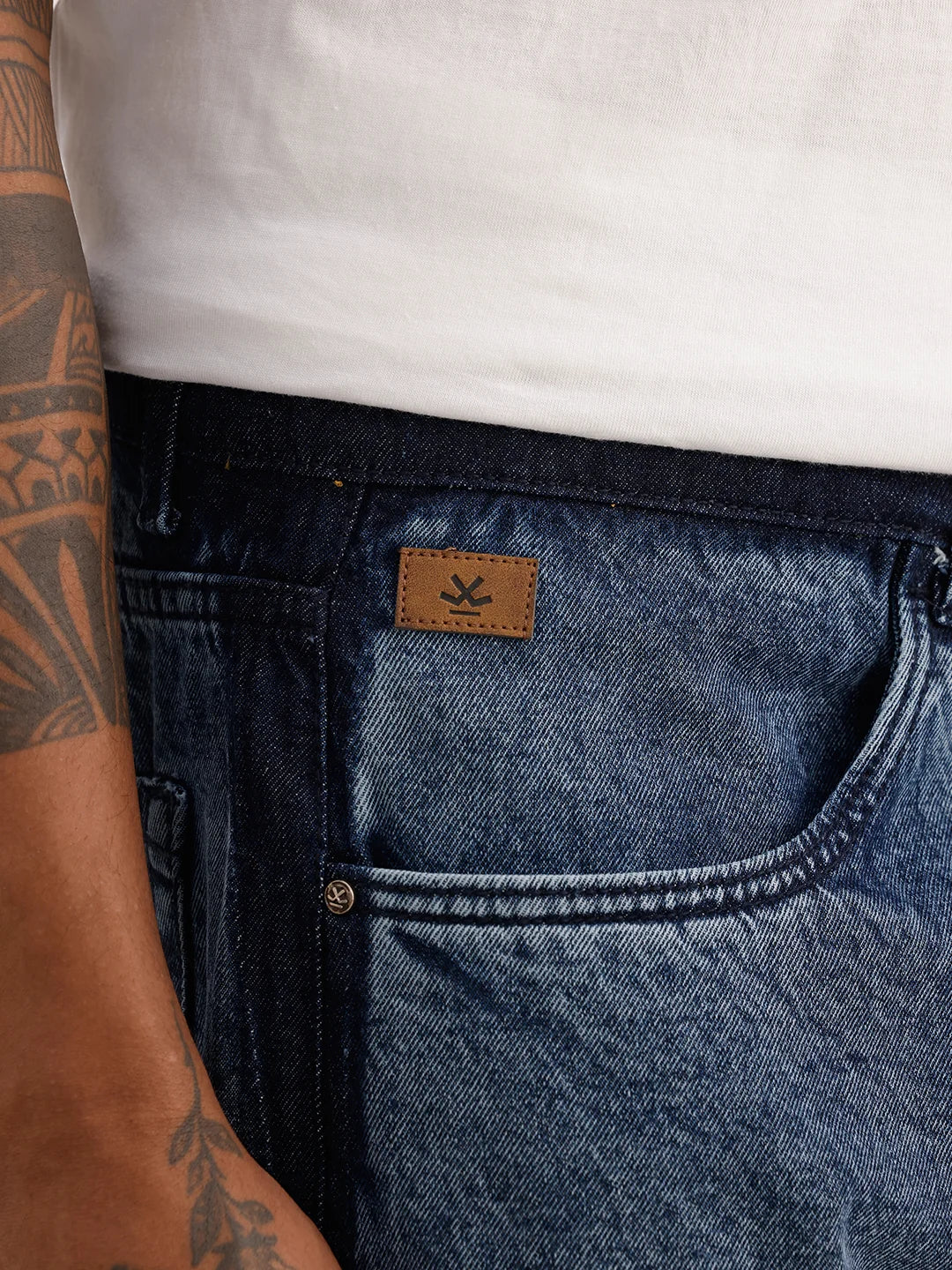 Washed Loose Fit Denim Jeans | Dark Blue