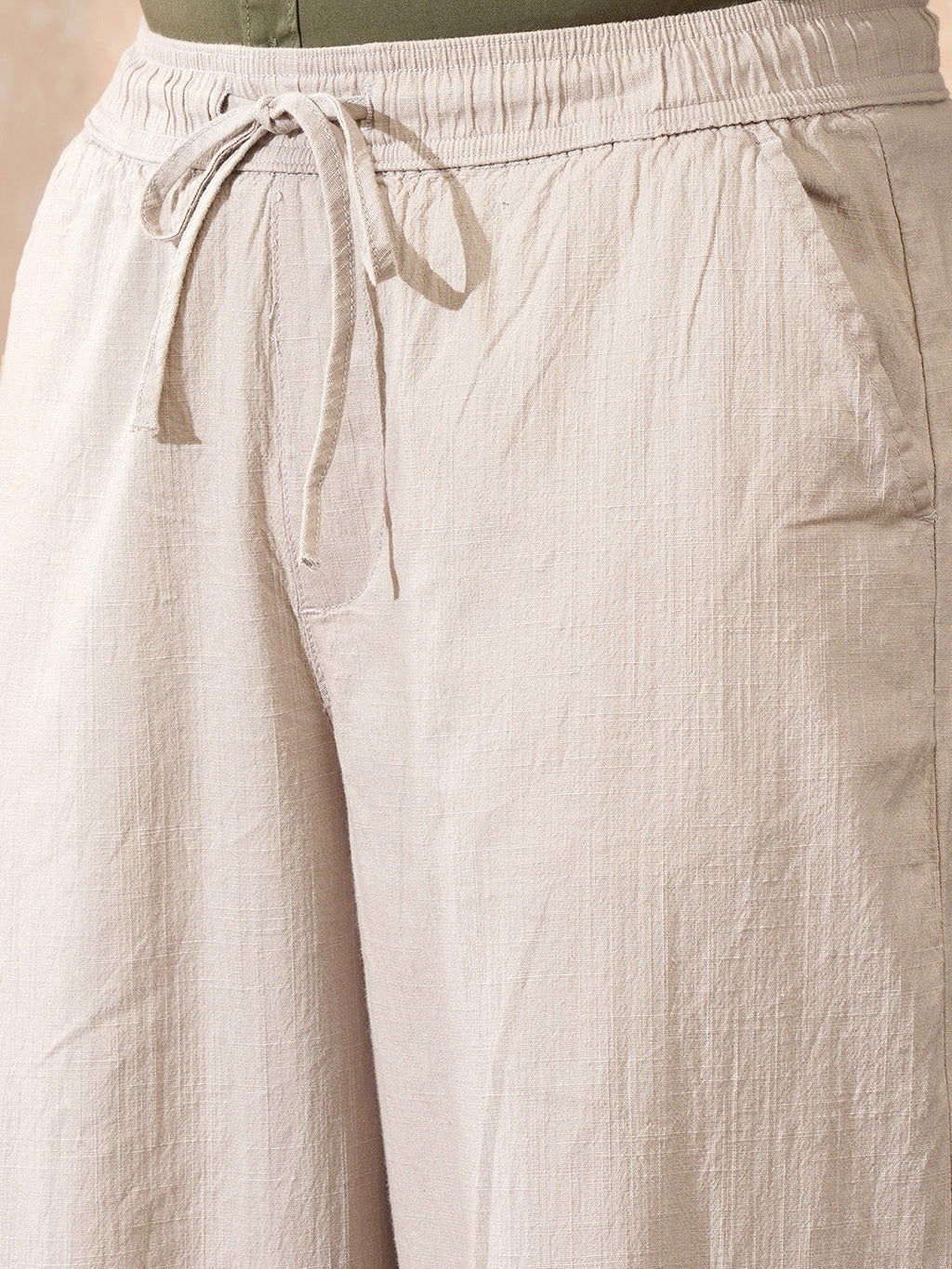 Solid Loose Fit Trouser | Beige