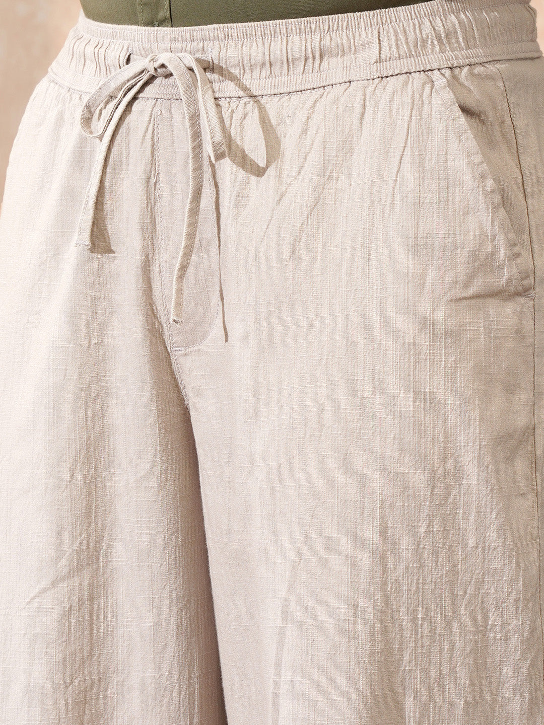 Solid Loose Fit Trouser | Beige