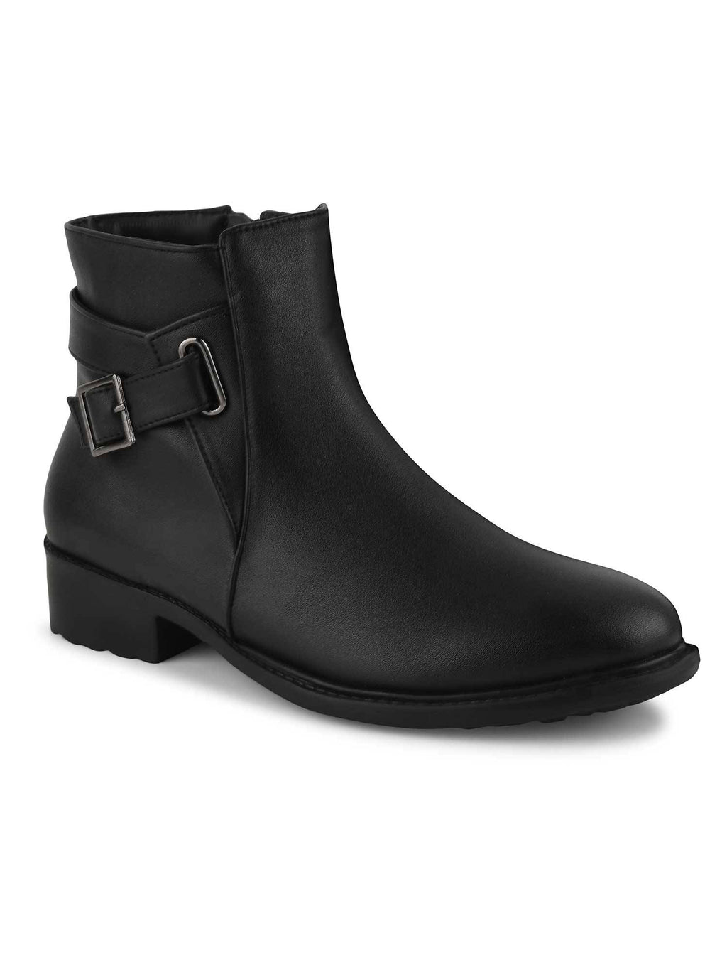 Black Solid Ankle Length Boots | BT61 - view 2