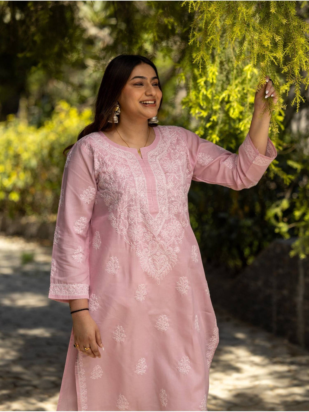 Sahiba Chikankari Pastel Green Cotton Bakhiya Work Kurta with Slip | U3S - view 19