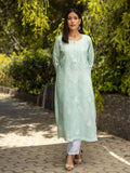Sahiba Chikankari Pastel Green Cotton Bakhiya Work Kurta with Slip | U3S - view 1
