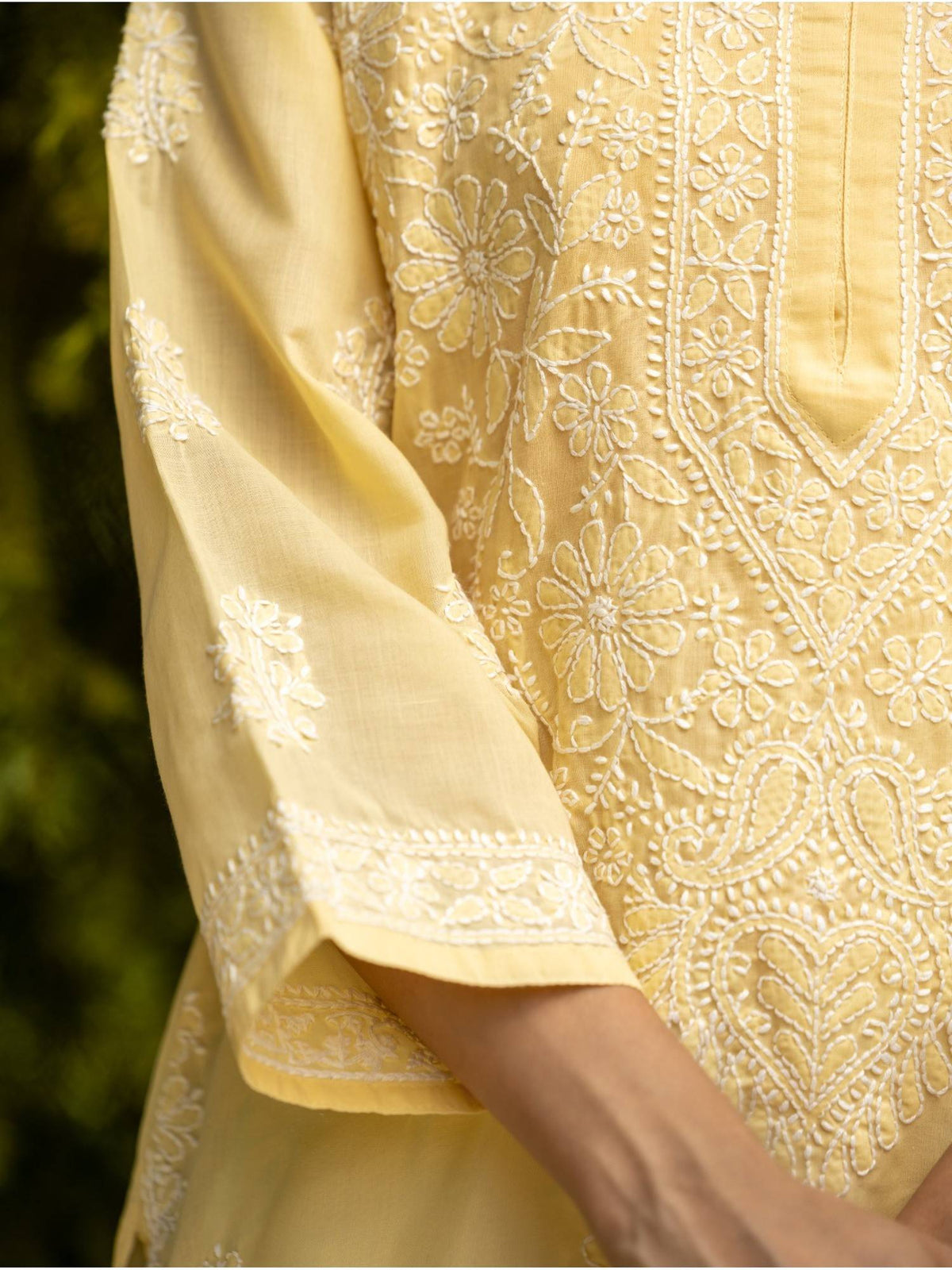 Sahiba Chikankari Pastel Green Cotton Bakhiya Work Kurta with Slip | U3S - view 11