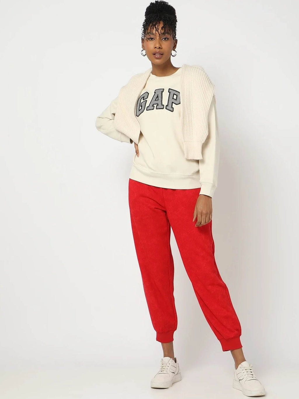 Womens Round Neck Logo Cream Sweatshirt | HD56 - view 1