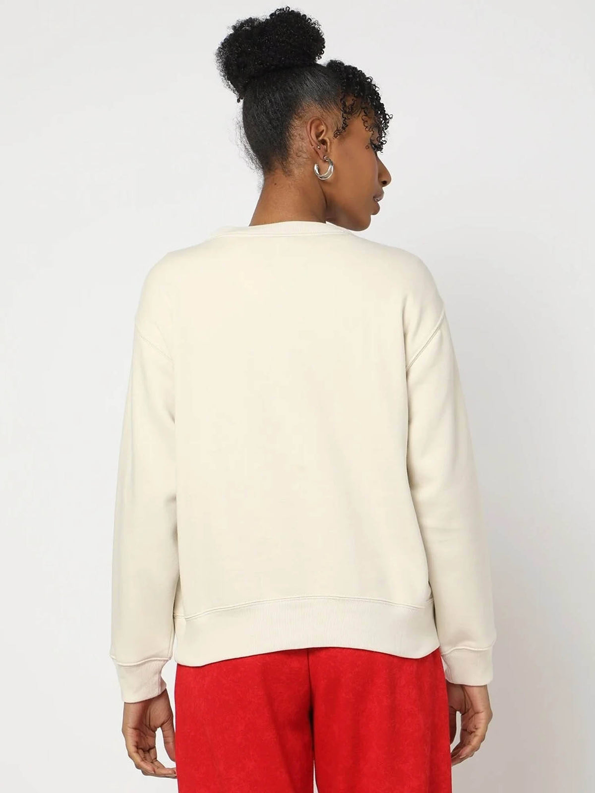 Womens Round Neck Logo Cream Sweatshirt | HD56 - view 2