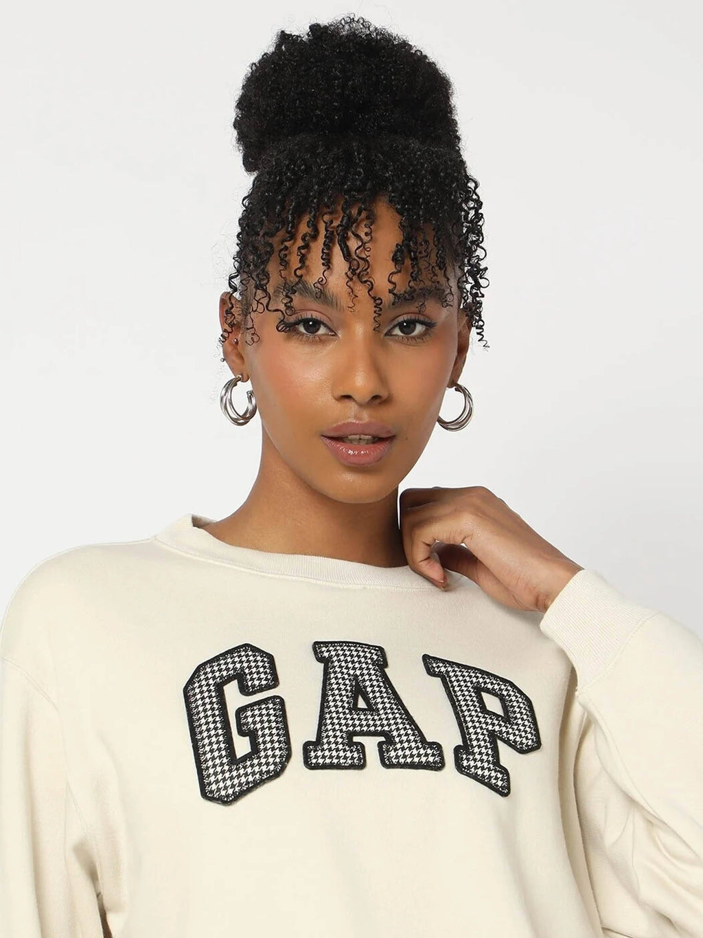 Womens Round Neck Logo Cream Sweatshirt | HD56 - view 6
