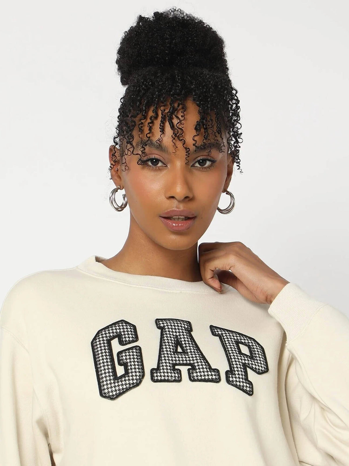 Womens Round Neck Logo Cream Sweatshirt | HD56 - view 6