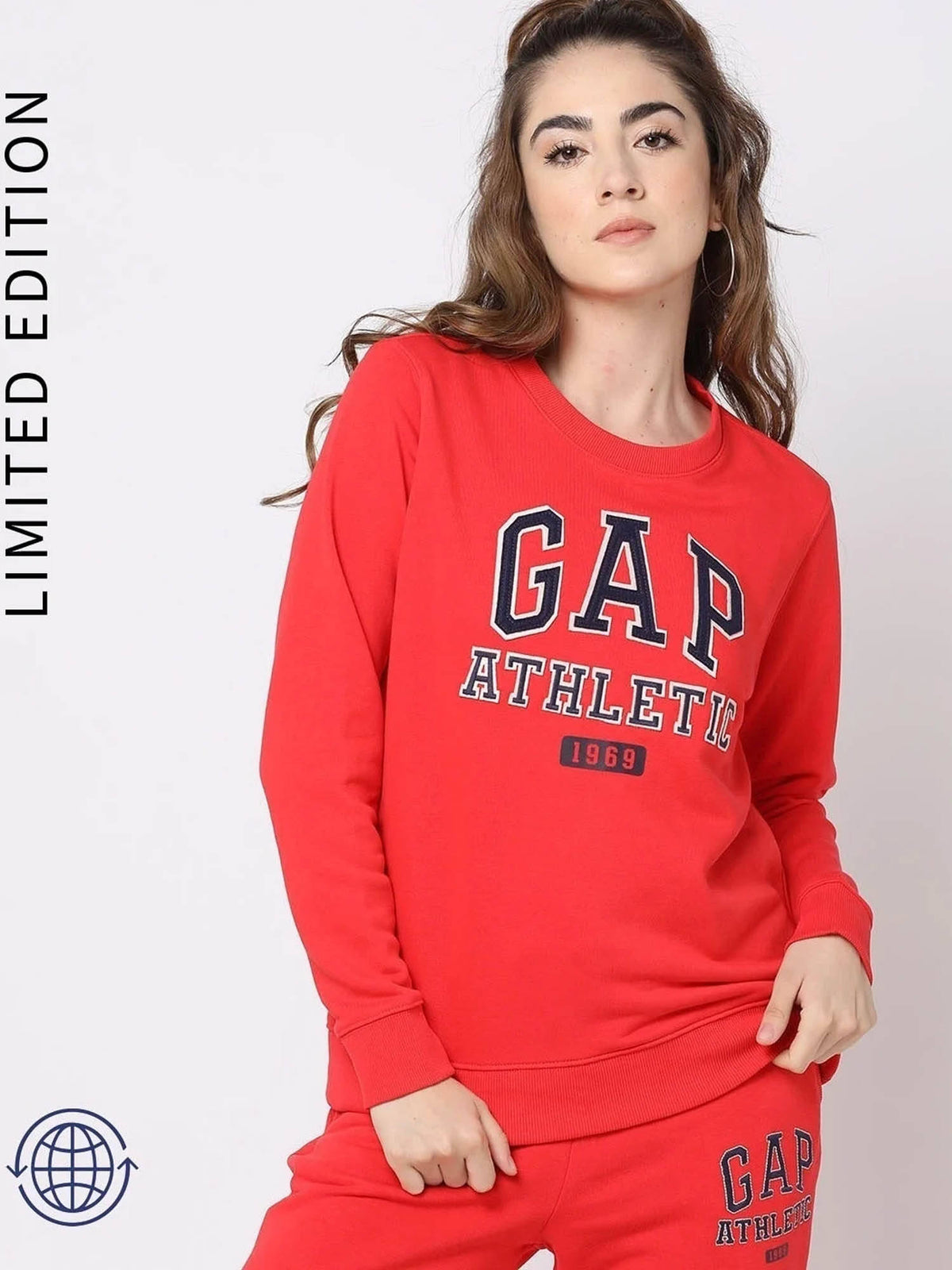 Womens Round Neck Logo Red Sweatshirt | HD56 - view 1