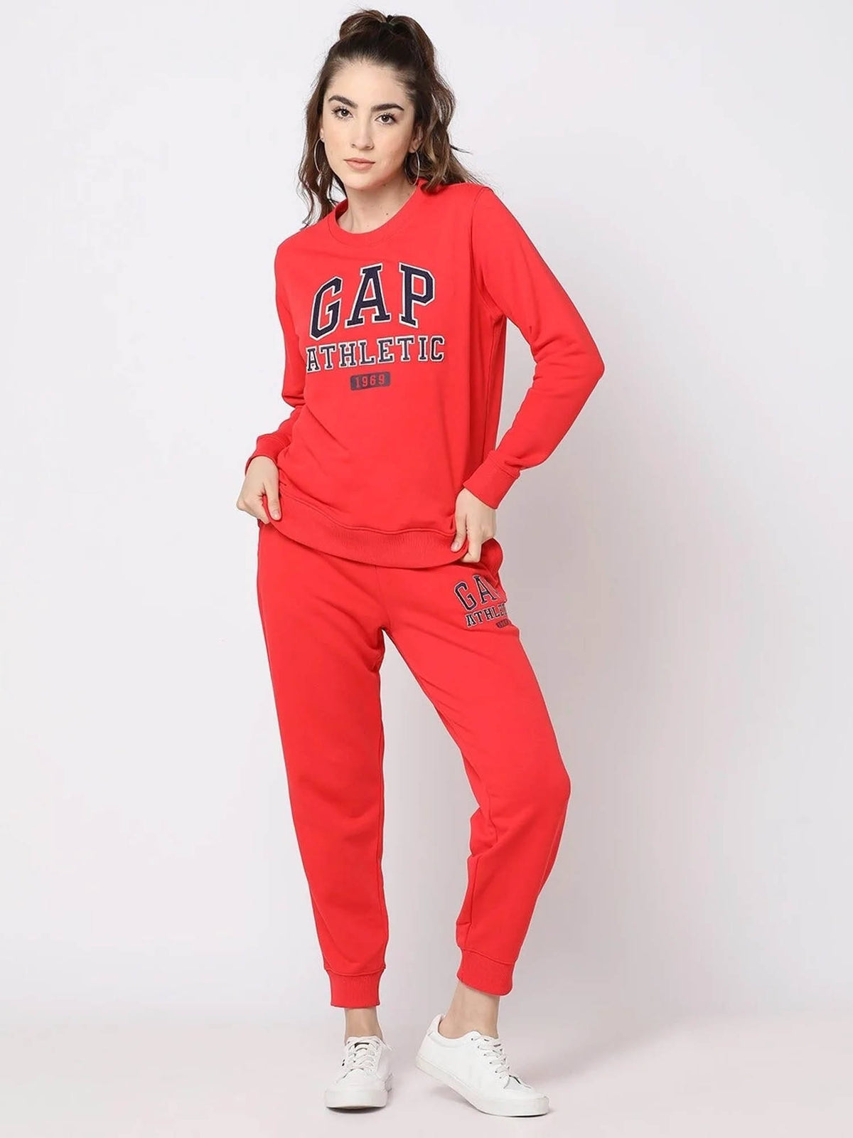 Womens Round Neck Logo Red Sweatshirt | HD56 - view 5