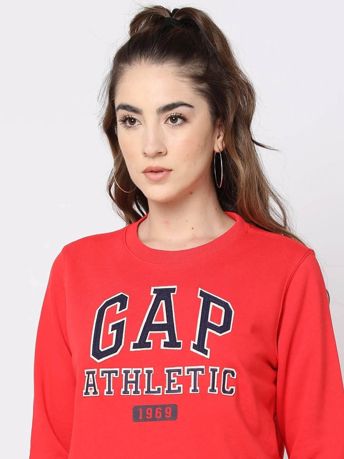 Womens Round Neck Logo Red Sweatshirt | HD56 - view 6