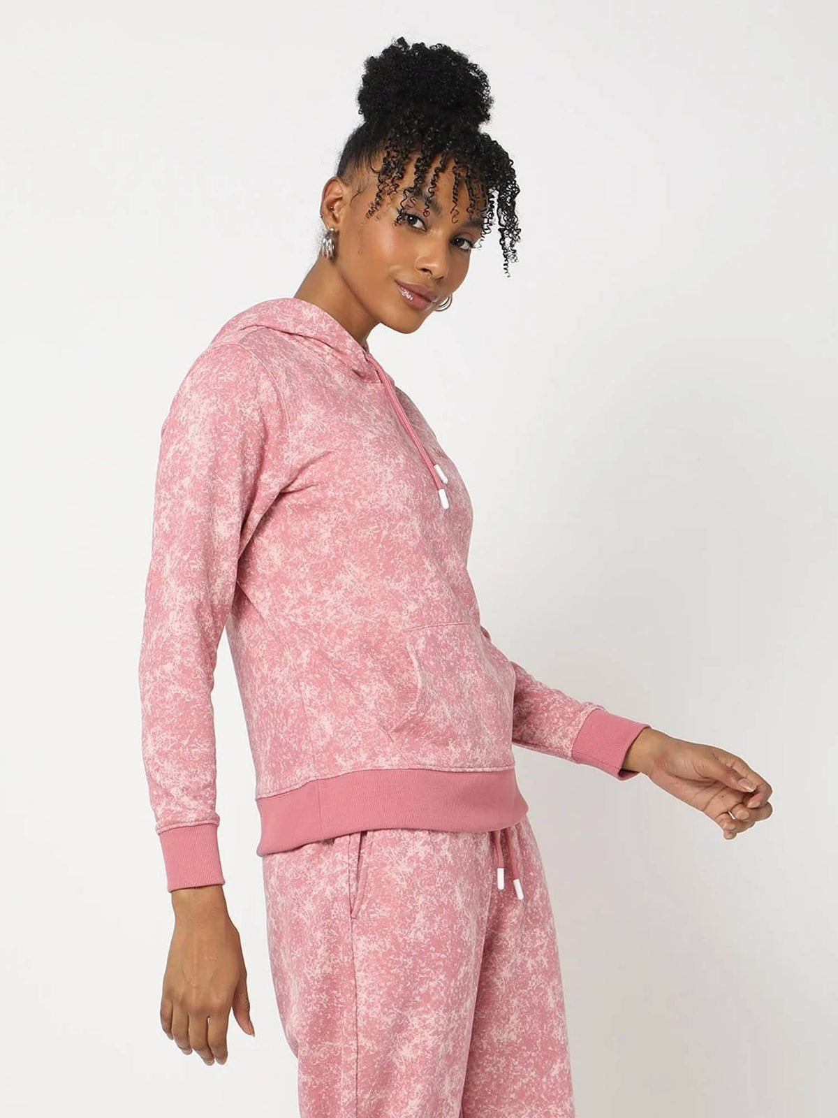 Womens Pink Hooded Sweatshirt | HD56 - view 3