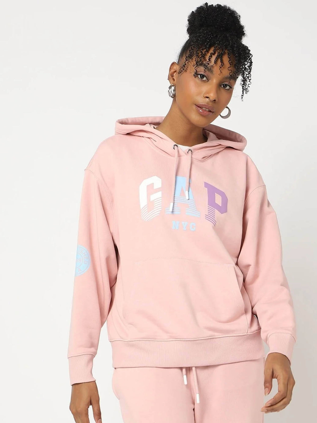 Womens Hooded Logo Pink Sweatshirt | HD56 - view 1