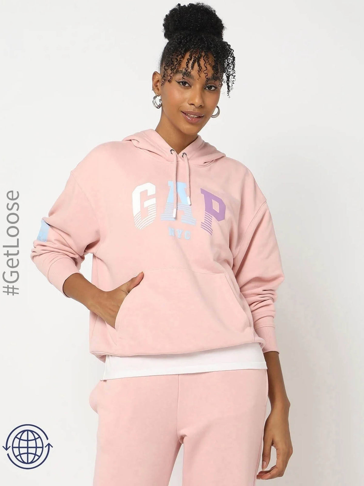 Womens Hooded Logo Pink Sweatshirt | HD56 - view 5