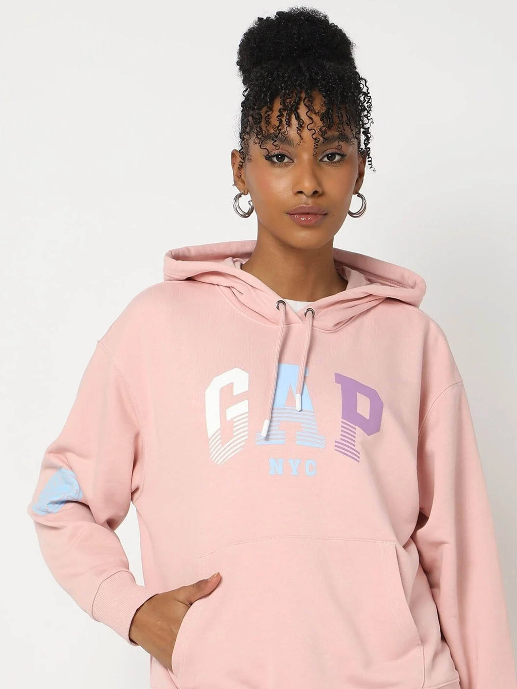 Womens Hooded Logo Pink Sweatshirt | HD56 - view 6
