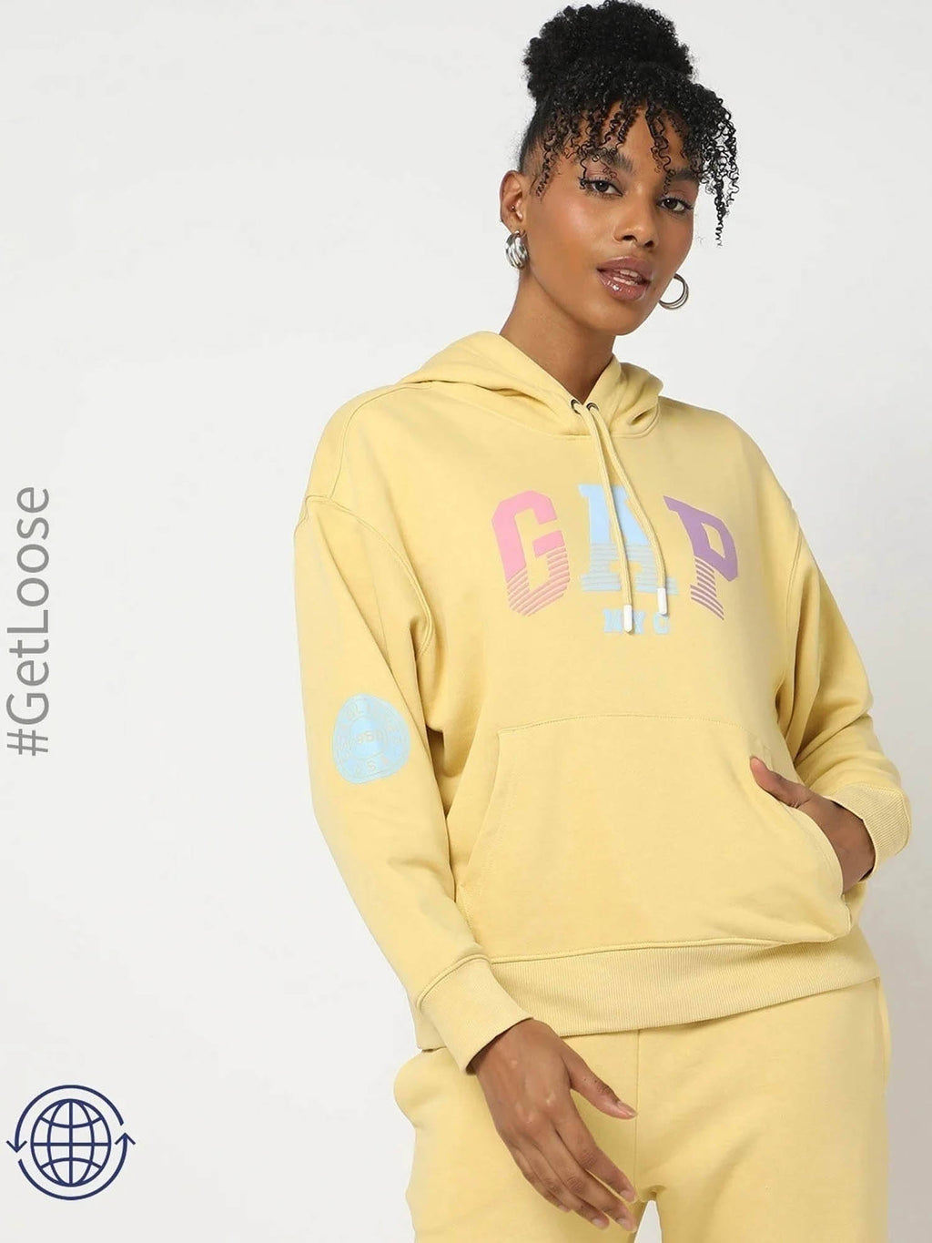 Womens Hooded Logo Yellow Sweatshirt | HD56 - view 1