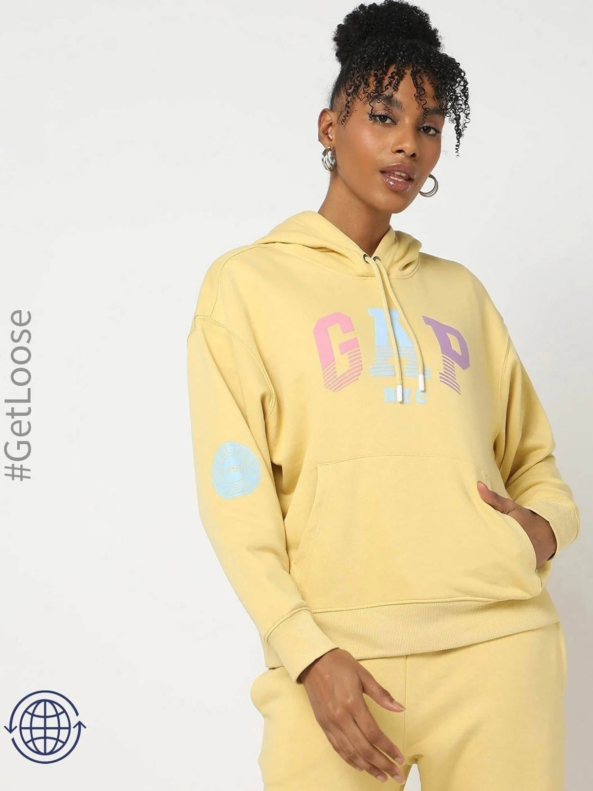 Womens Hooded Logo Yellow Sweatshirt | HD56 - view 1