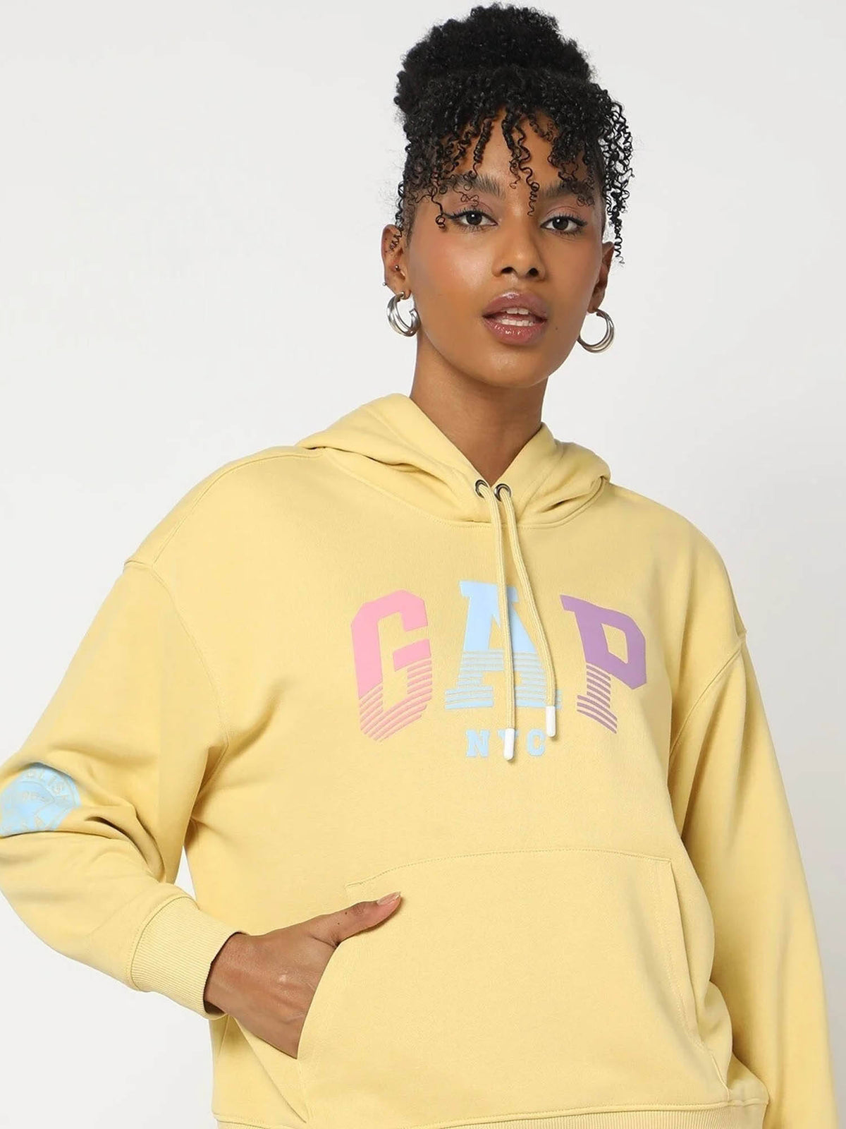 Womens Hooded Logo Yellow Sweatshirt | HD56 - view 6