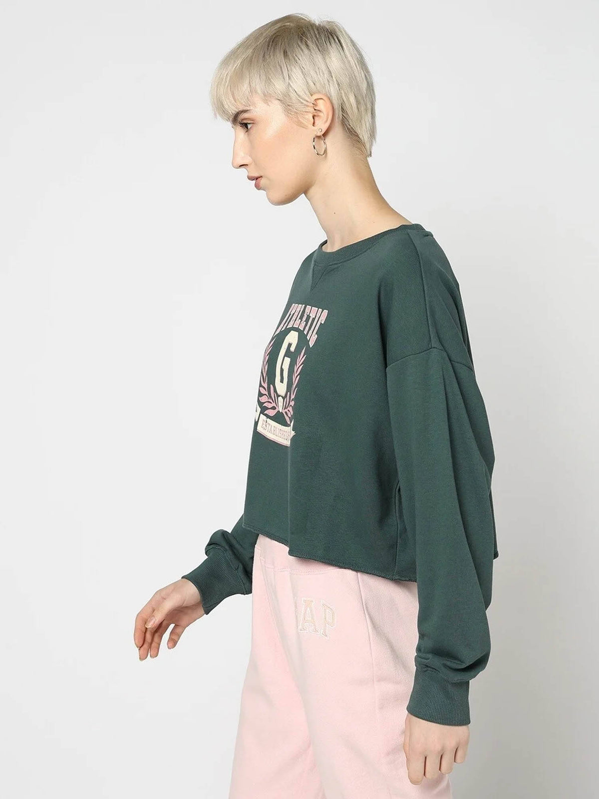Womens Round Neck Logo Rama Green Sweatshirt | HD56 - view 3
