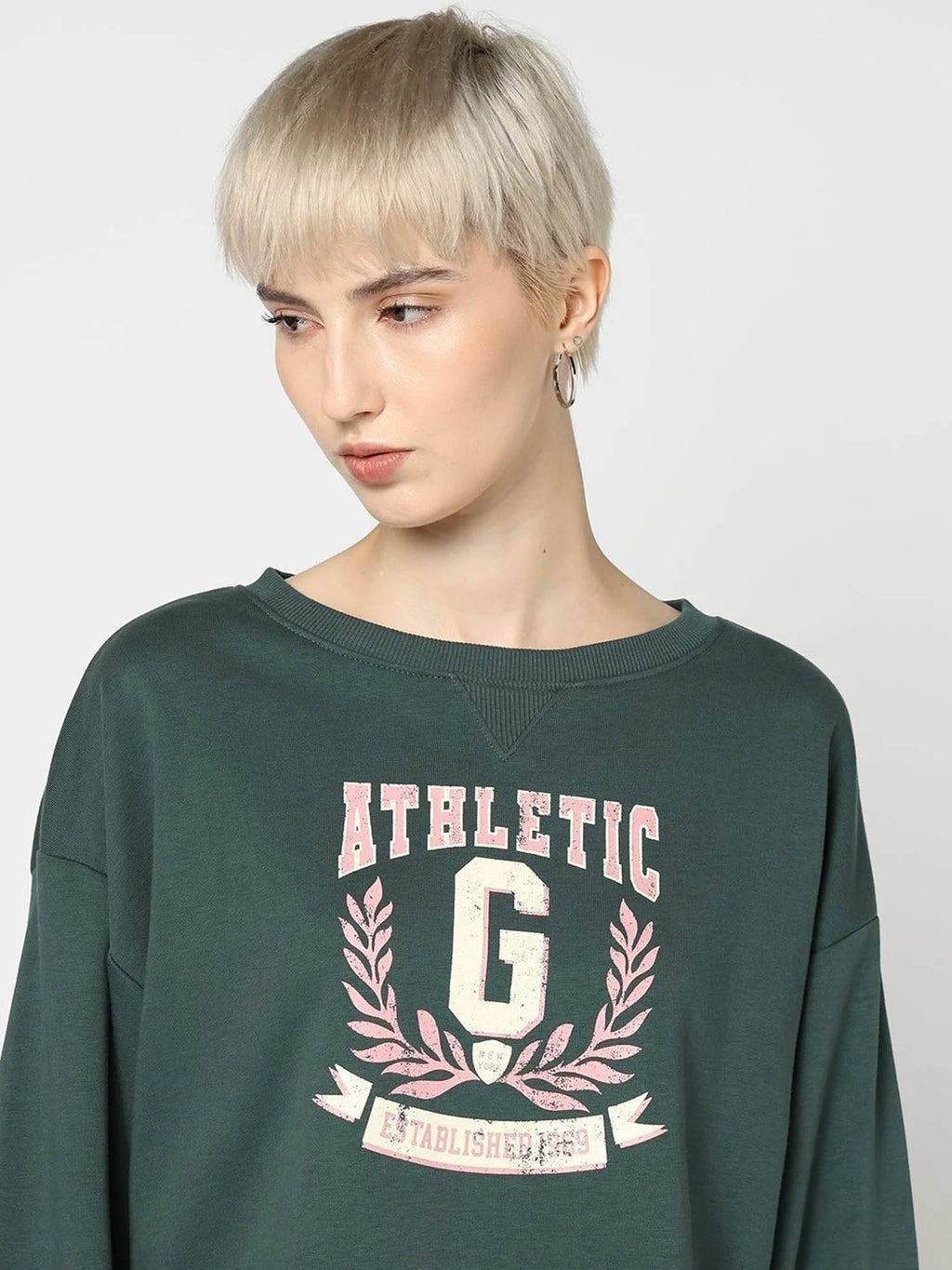 Womens Round Neck Logo Rama Green Sweatshirt | HD56 - view 7