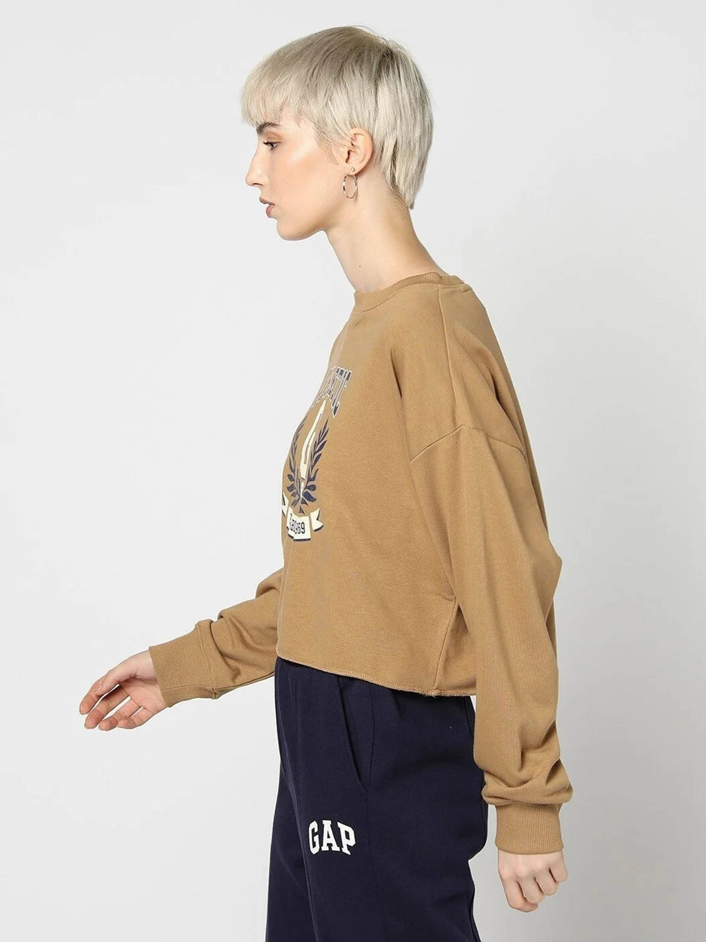 Womens Logo Round Neck Brown Sweatshirt | HD56 - view 3