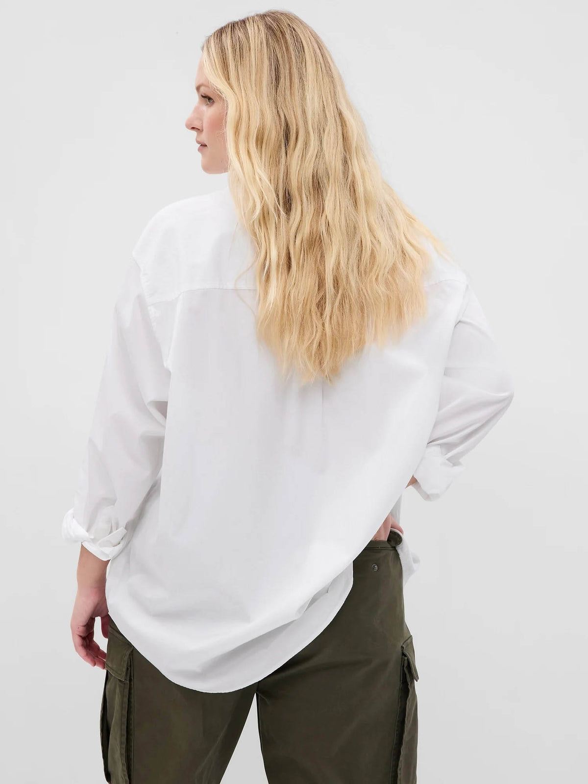 Womens Loose Fit Spread Collar White Shirt | S67 - view 3