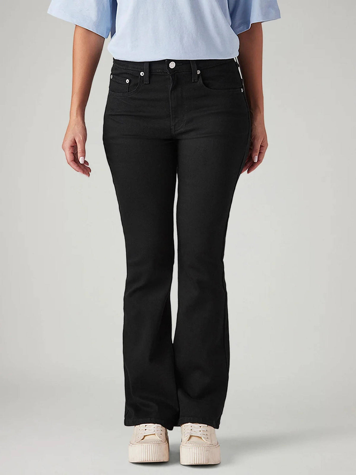 Women 725 Black Mid Rise Bootcut Fit Cotton Stretch Blend Jeans | BT10 - view 1