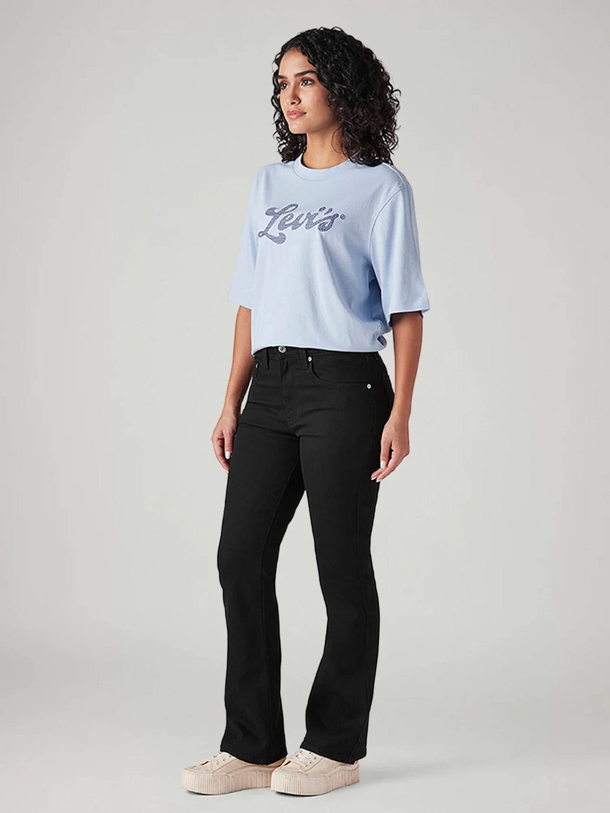 Women 725 Black Mid Rise Bootcut Fit Cotton Stretch Blend Jeans | BT10 - view 3