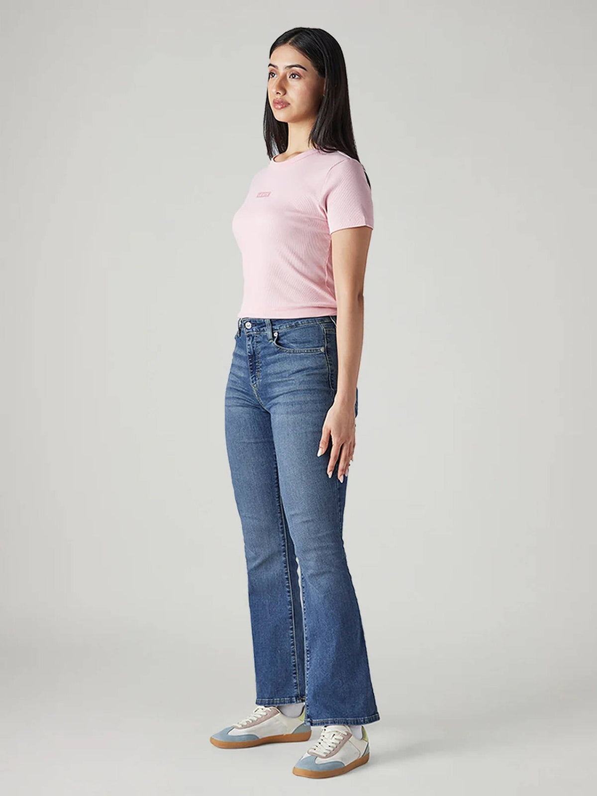 Women 725 Blue Bootcut Fit Mid Rise Jeans | BT10 - view 3
