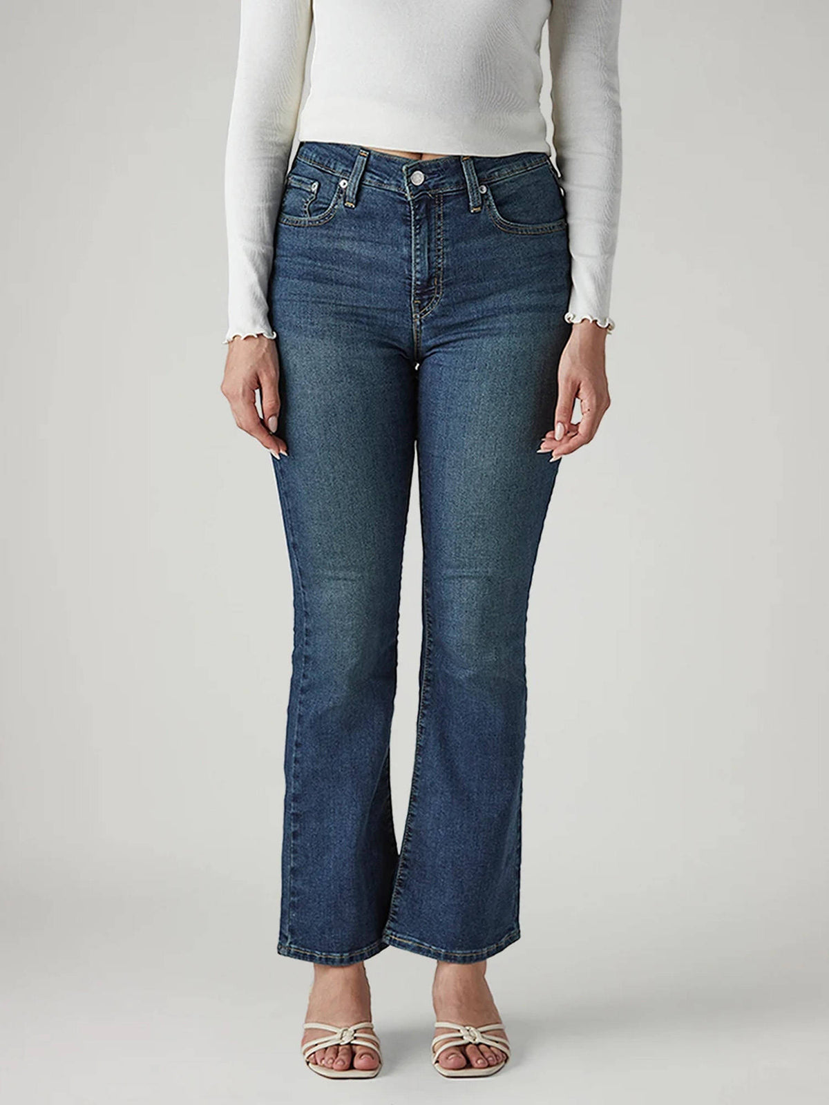 Women 725 Dark-Blue Bootcut Fit Mid Rise Jeans | BT10 - view 1