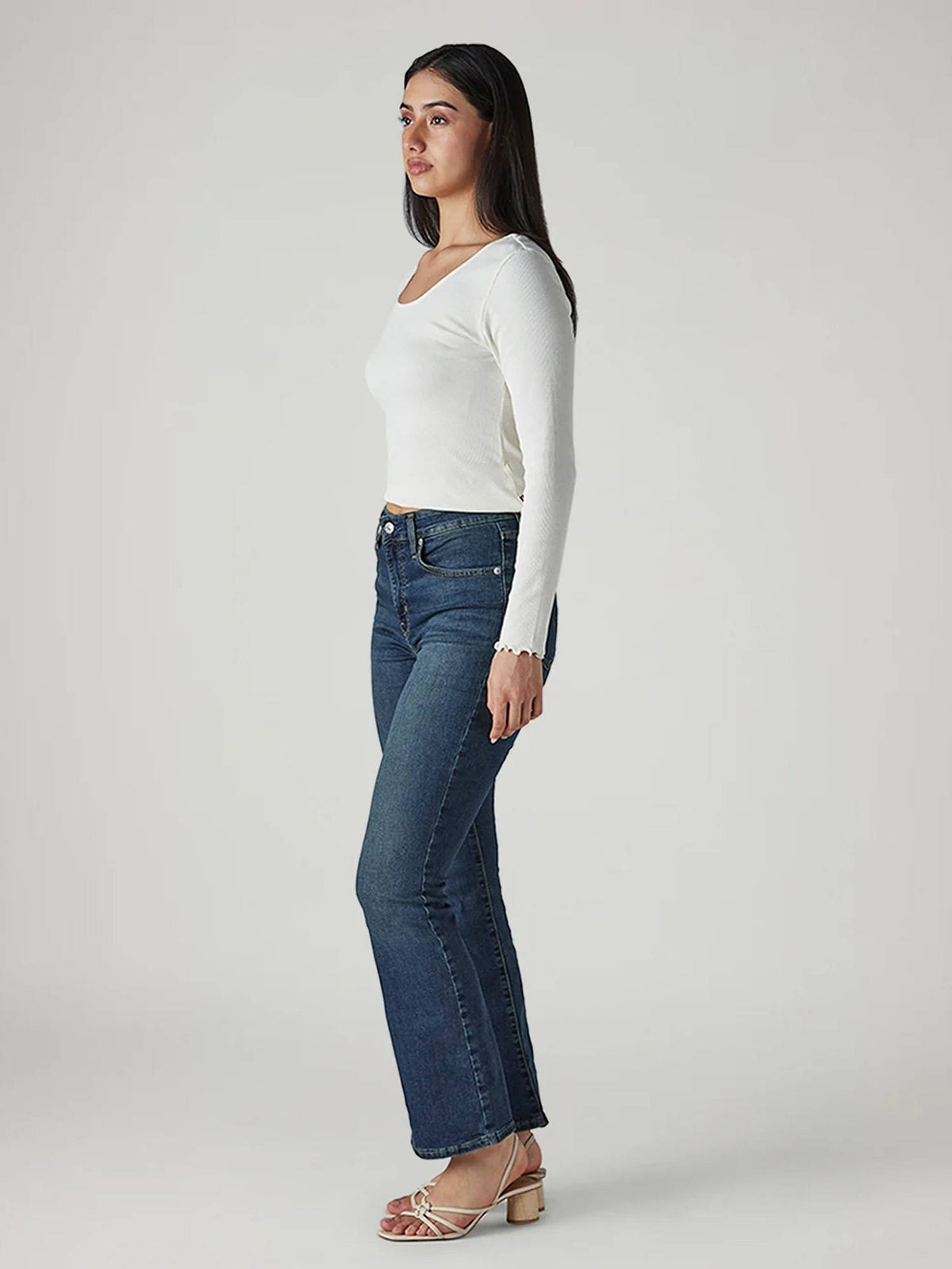 Women 725 Dark-Blue Bootcut Fit Mid Rise Jeans | BT10 - view 3